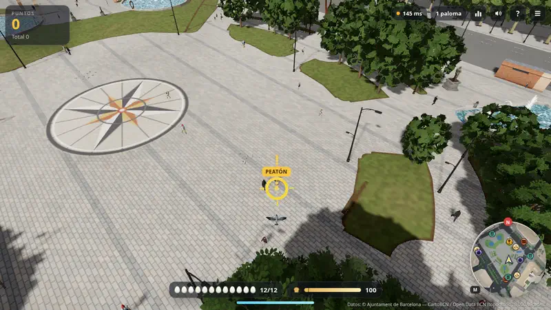 Aiming at a pedestrian with the landing marker on the ground