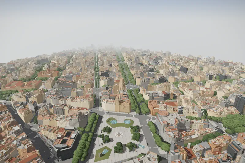 Aerial view of Barcelona in Shitgeon