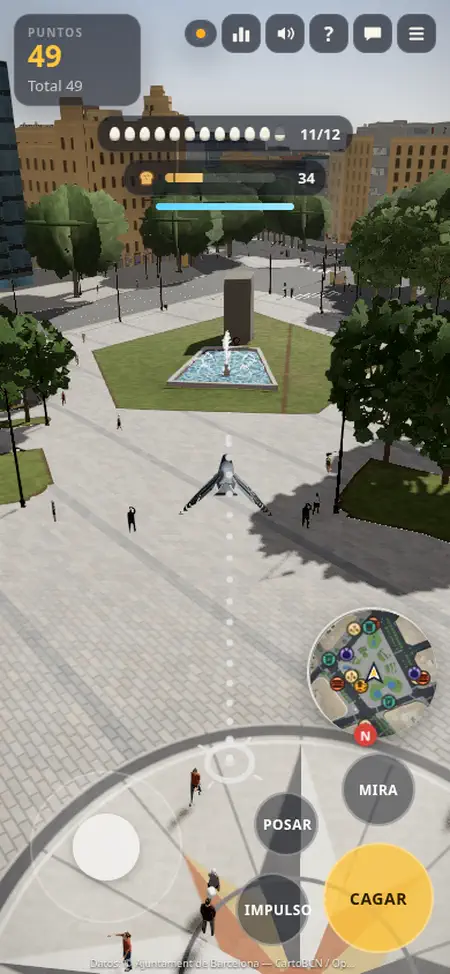 Shitgeon on a phone with touch controls